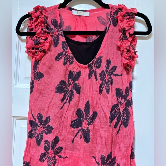 🚨4X$25🚨 Floral Sleeveless Pink Top - Picture 3 of 5